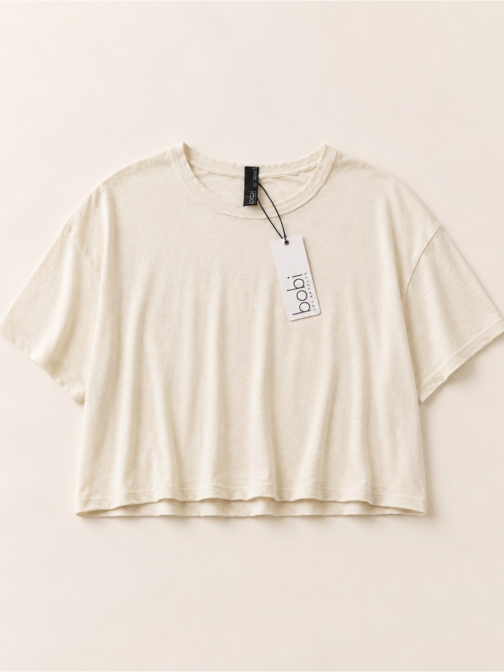 bobi Ivory Boxy Short Sleeve Crop Tee